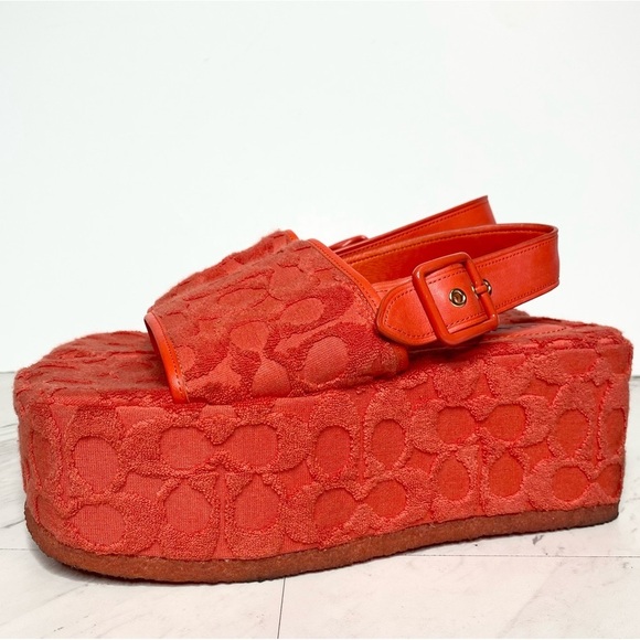 Coach Noelle Signature Terry Platform Sandal 7 1/2 B - Picture 1 of 14
